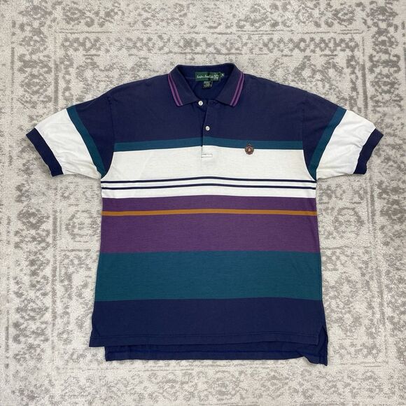 Vintage Knights of the Round Table Striped Rugby Shirt Sports Polo Size XL - Picture 1 of 5